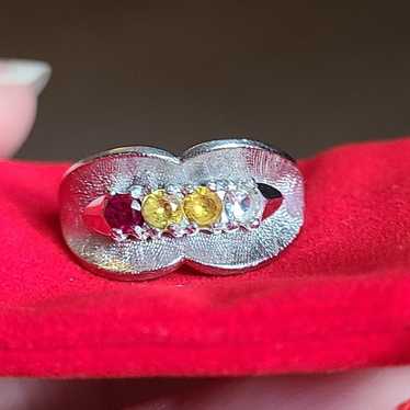 10kt solid gold vintage multi gem ring
