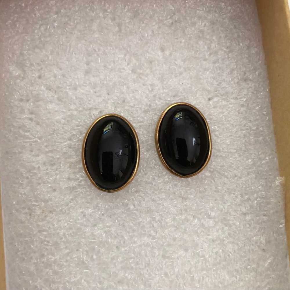 14k gold 10x15mm black onyx studs earrings with r… - image 2