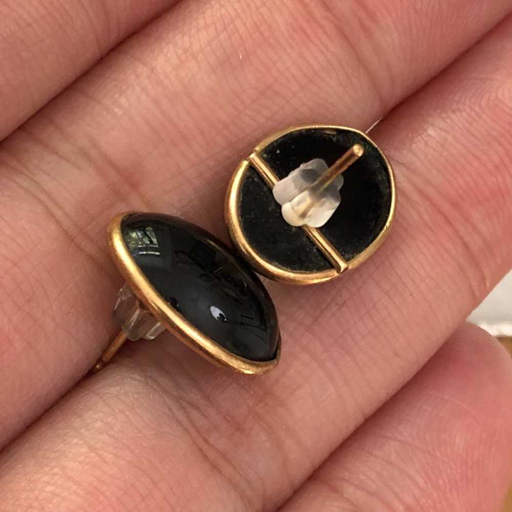 14k gold 10x15mm black onyx studs earrings with r… - image 5