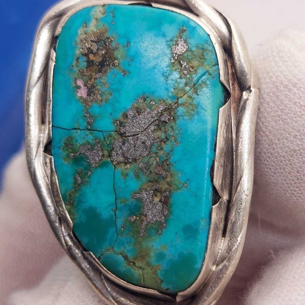 Vintage Navajo Kingman Turquoise Sterling Silver - image 2