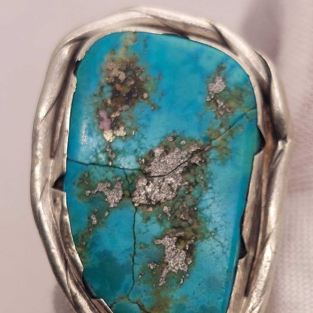 Vintage Navajo Kingman Turquoise Sterling Silver - image 4