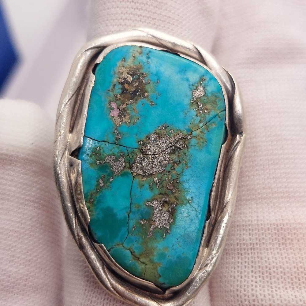 Vintage Navajo Kingman Turquoise Sterling Silver - image 7