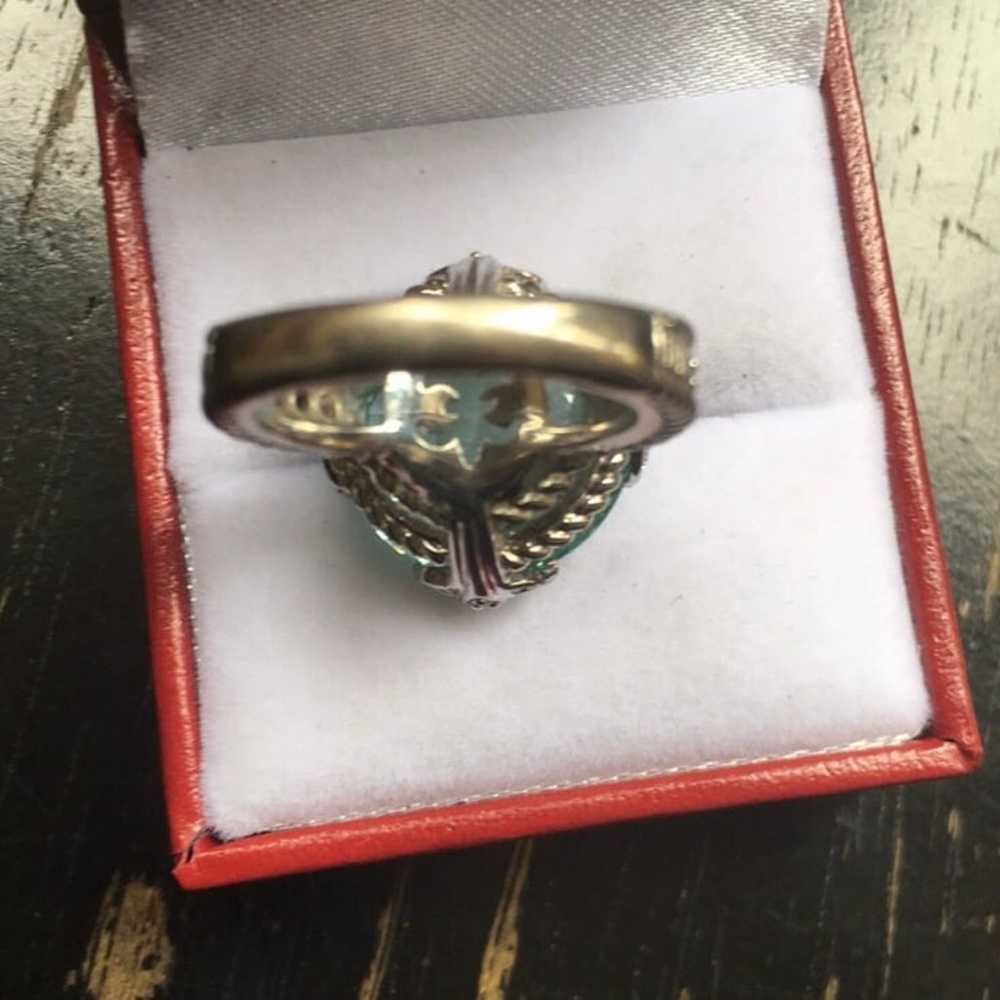 Judith Ripka Sterling Silver Teal Stone Ring 6 - image 3