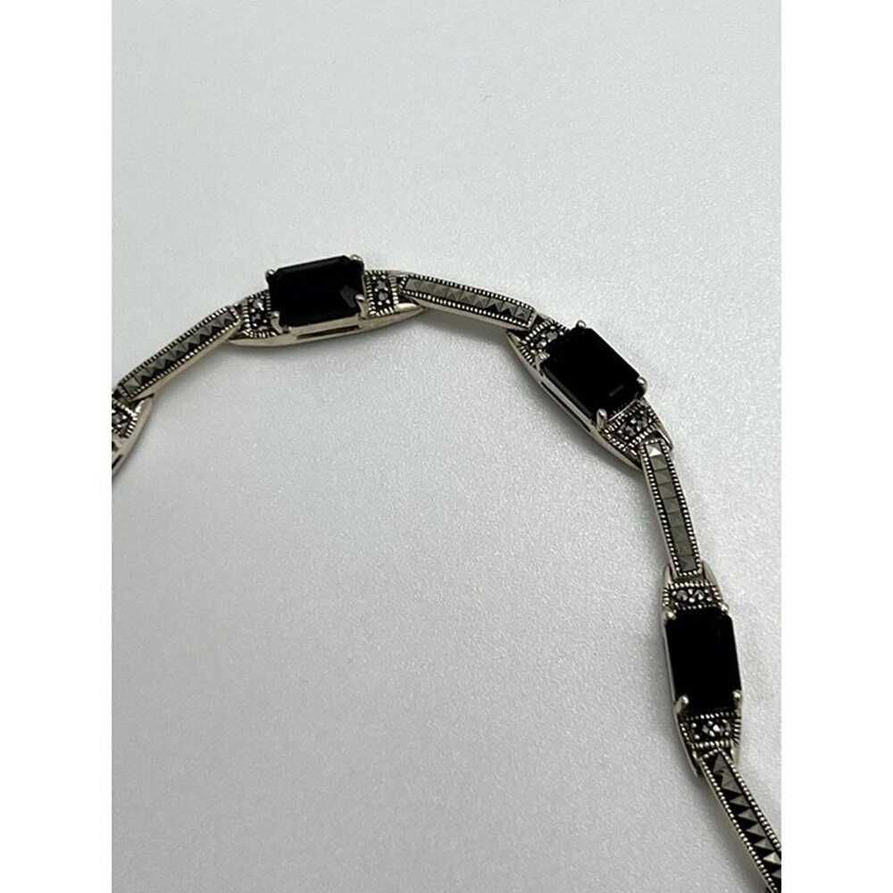 925 STERLING SILVER  AGATE & MARCASITE BRACELET - image 2