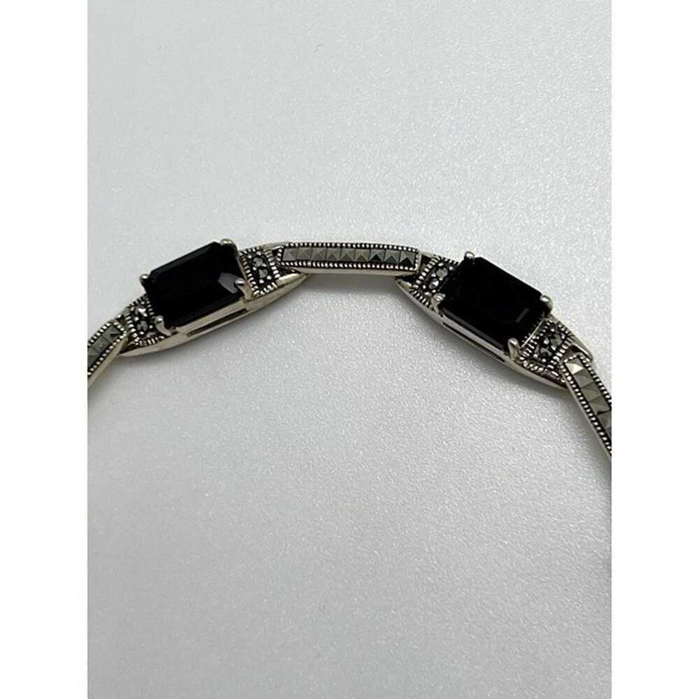 925 STERLING SILVER  AGATE & MARCASITE BRACELET - image 5