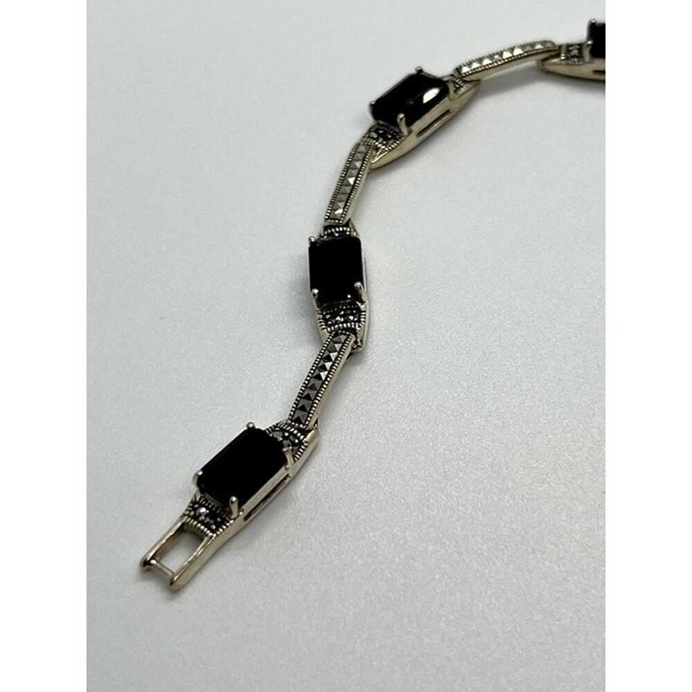 925 STERLING SILVER  AGATE & MARCASITE BRACELET - image 6