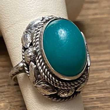 Silver Green Onyx "Poison Pill" Ring - image 1