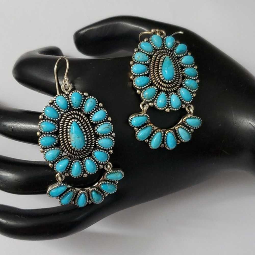 Sterling Silver 925 Turquoise Dangle Earrings - image 3