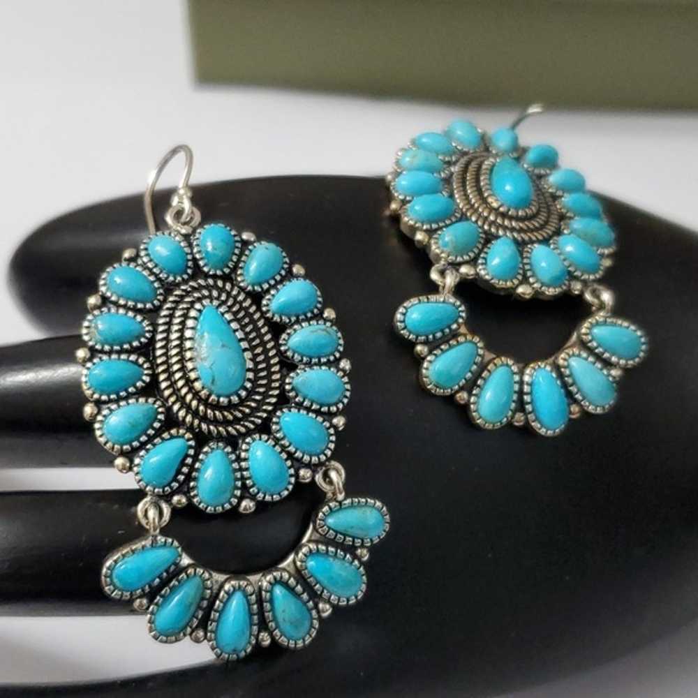 Sterling Silver 925 Turquoise Dangle Earrings - image 4