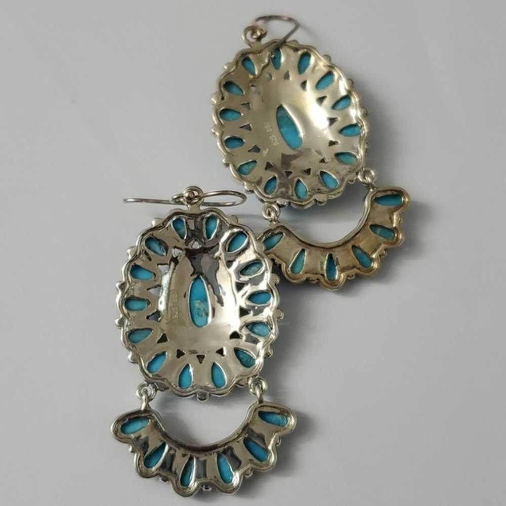 Sterling Silver 925 Turquoise Dangle Earrings - image 6