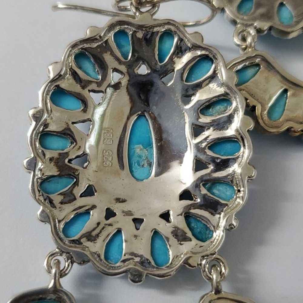 Sterling Silver 925 Turquoise Dangle Earrings - image 7