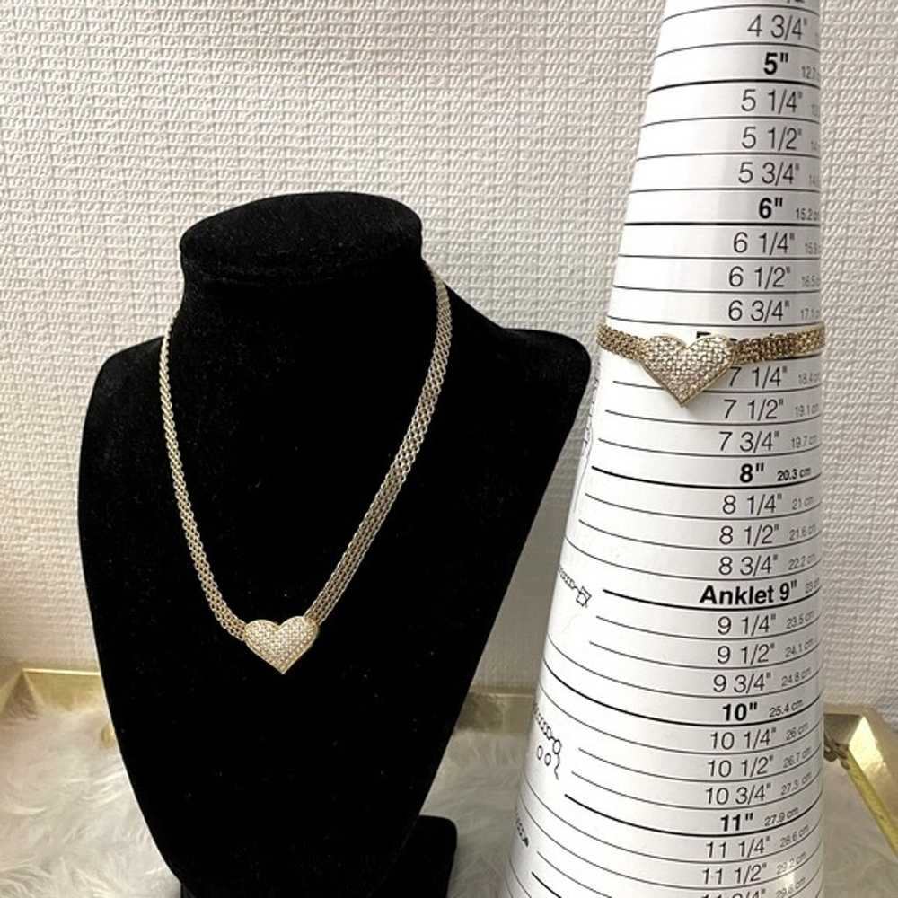 14K Gold over Bismarck Heart Diamond Necklace & B… - image 5