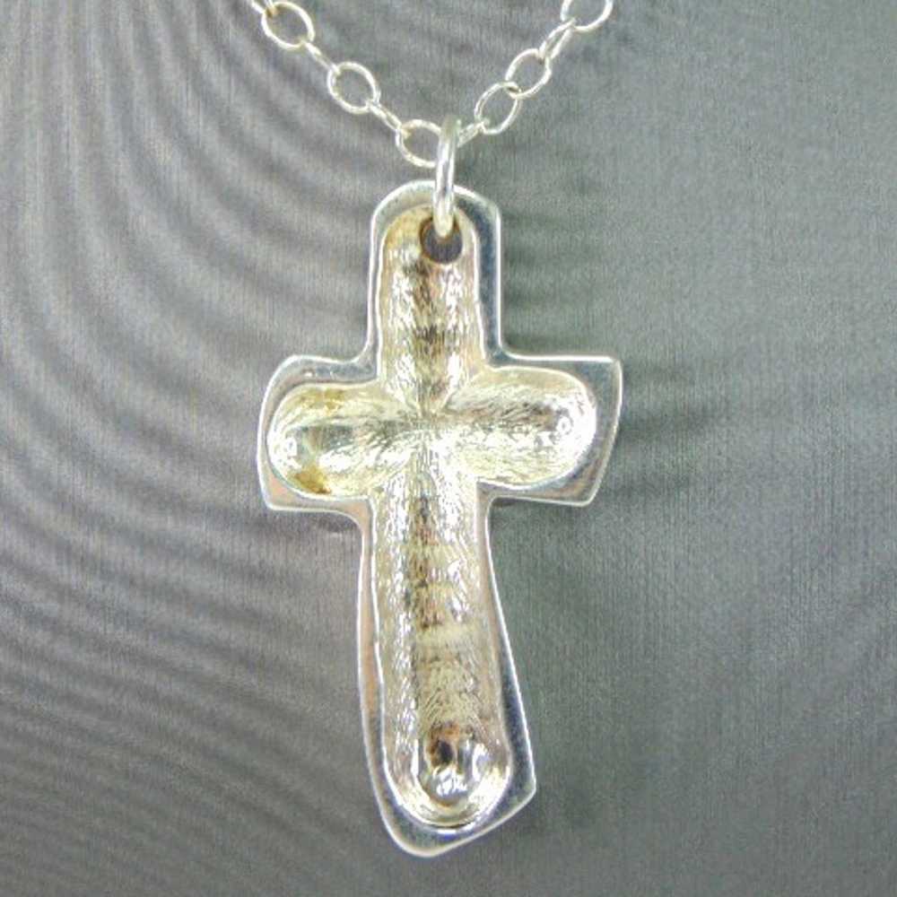 Womens Vintage Estate Fine Silver Cross Necklace … - image 1