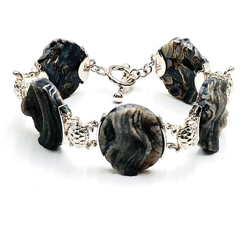 Rare Druzy Quartz Sterling Silver Turtle Bracelet - image 4