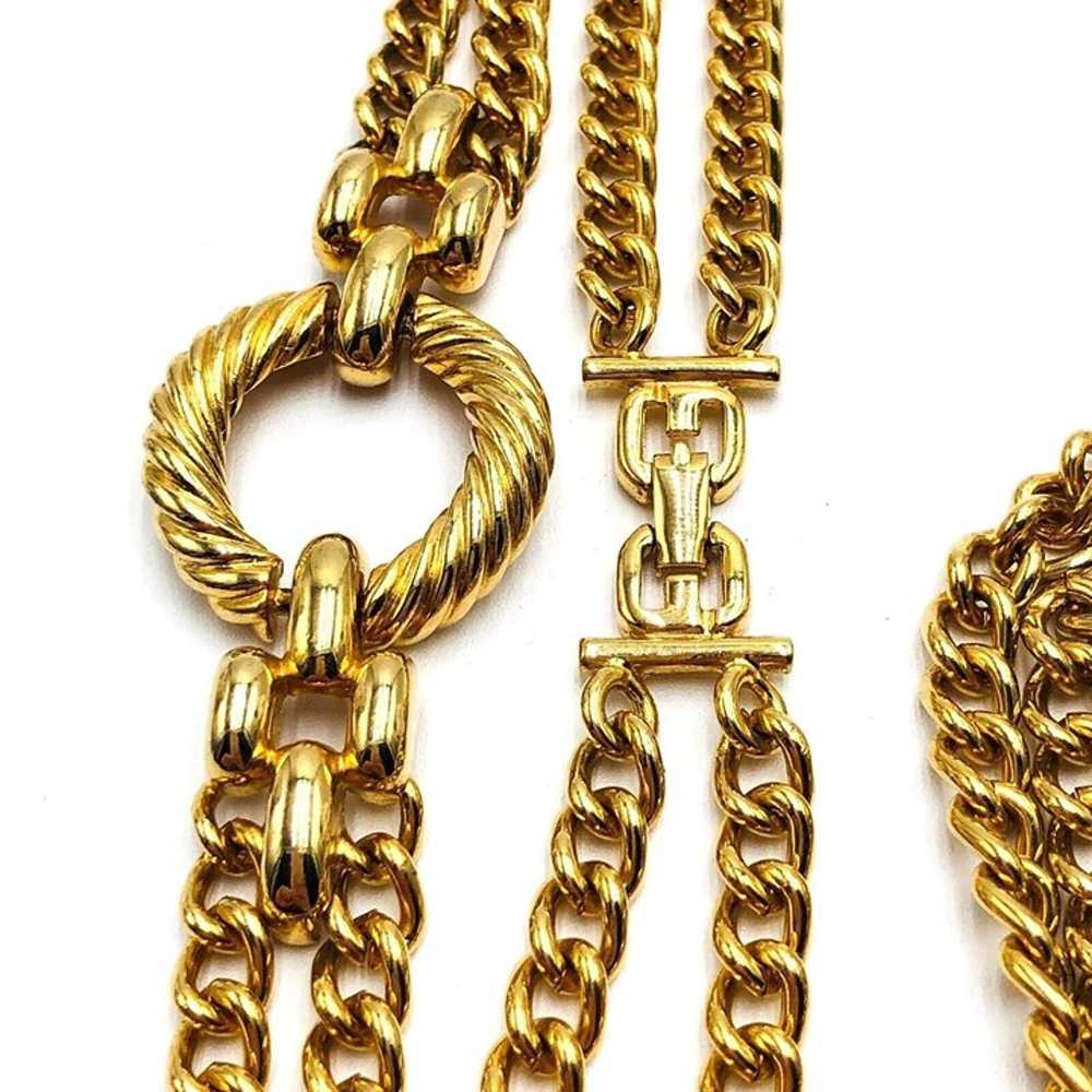 HUGE Vintage Givenchy Multi-Chain Gold Tone State… - image 4