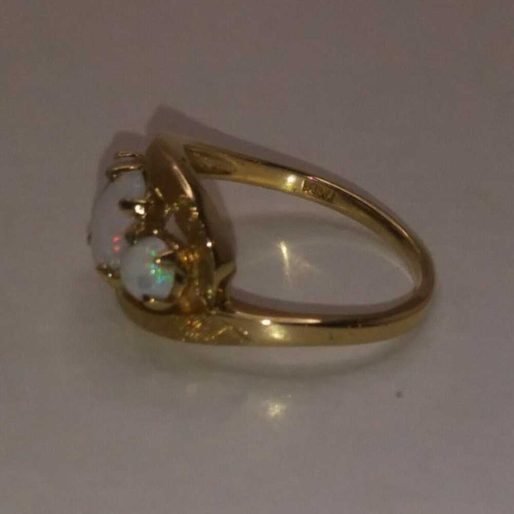 10k Gold Australian Opal 3 Stone Ring - image 10