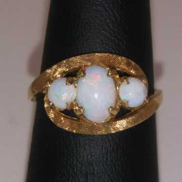 10k Gold Australian Opal 3 Stone Ring - image 1