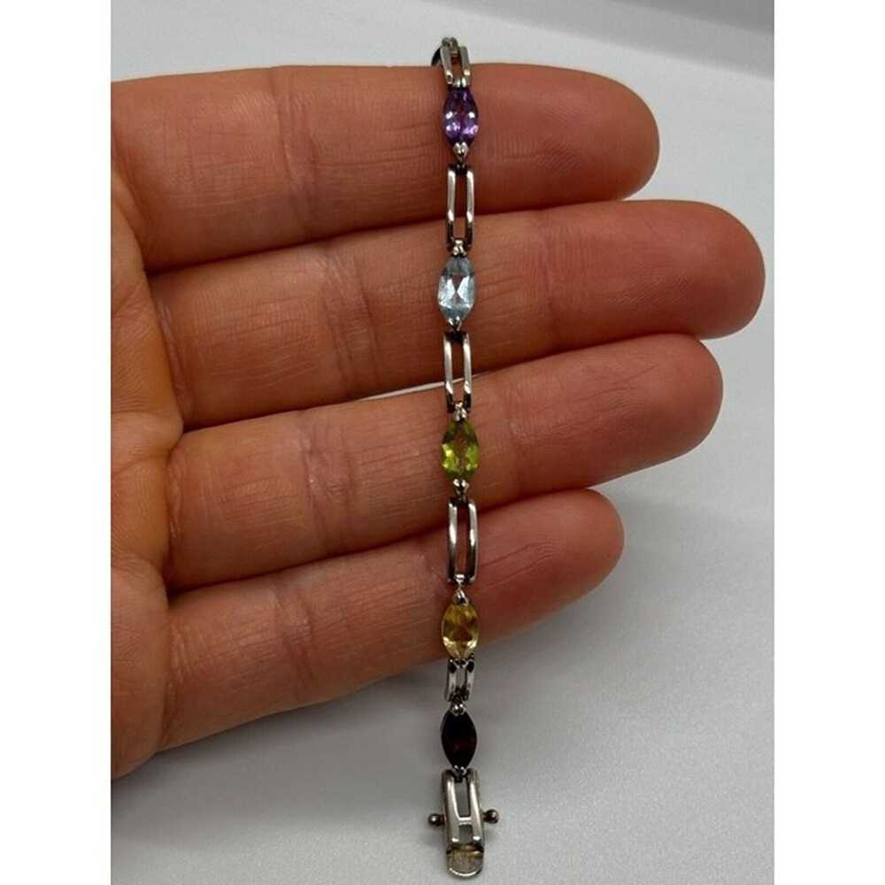 925 STERLING SILVER TOURMALINES BRACELET - image 1