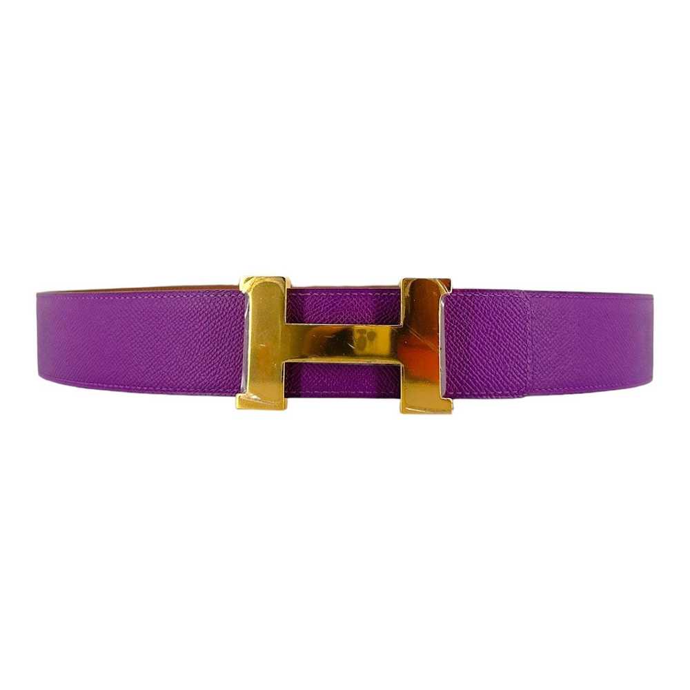 Hermes H Buckle 32MM Reversible Leather Belt Brow… - image 1