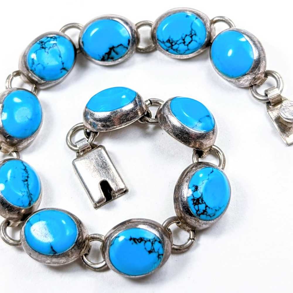 Incredible Vintage Sterling and Turquoise Taxco E… - image 3