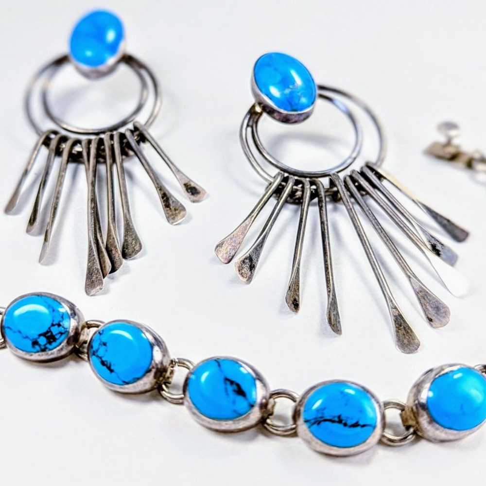 Incredible Vintage Sterling and Turquoise Taxco E… - image 4