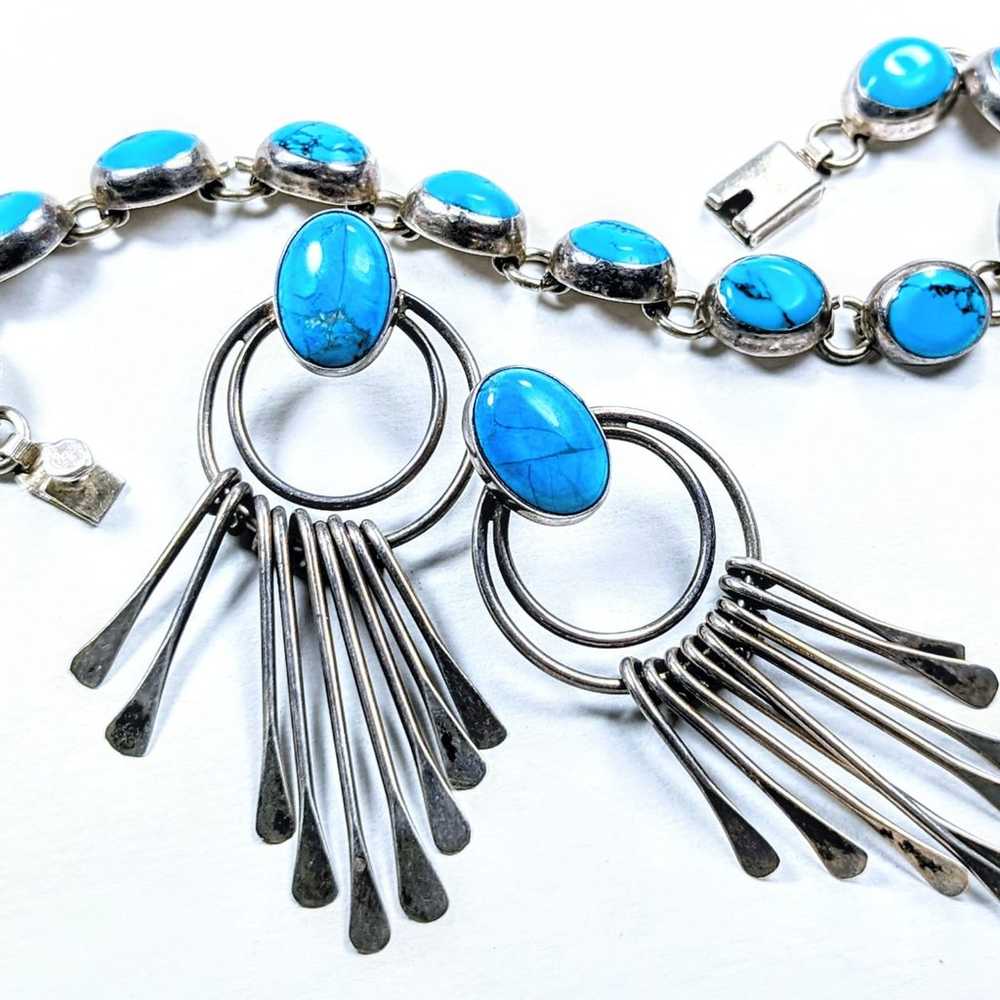 Incredible Vintage Sterling and Turquoise Taxco E… - image 5