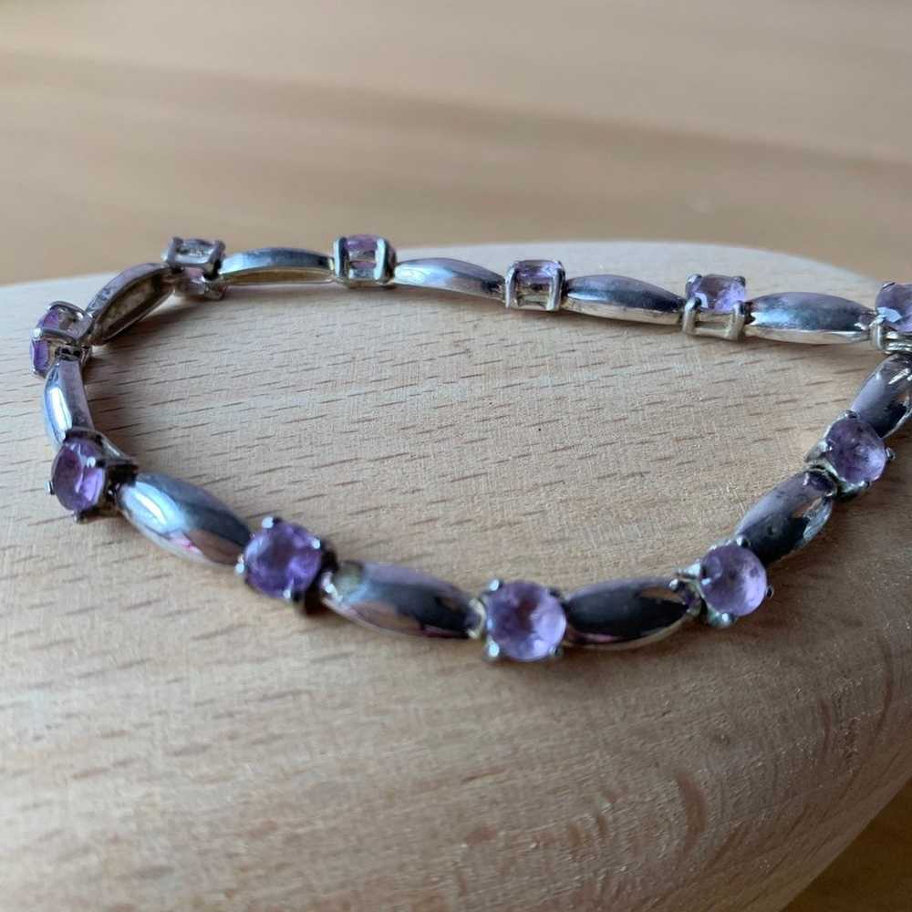 VINTAGE AMETHYST TENNIS BRACELET 925 STERLING SIL… - image 3