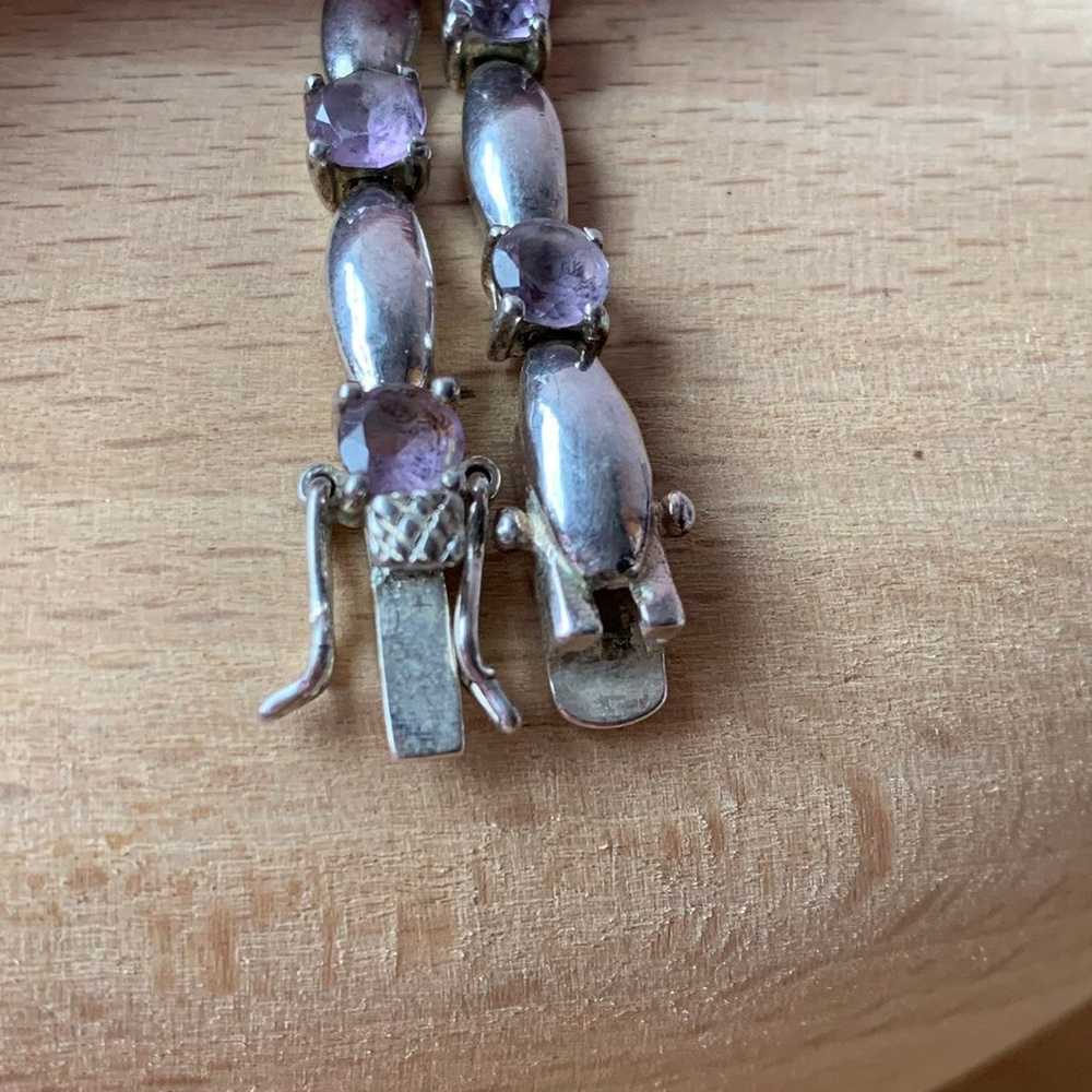 VINTAGE AMETHYST TENNIS BRACELET 925 STERLING SIL… - image 7