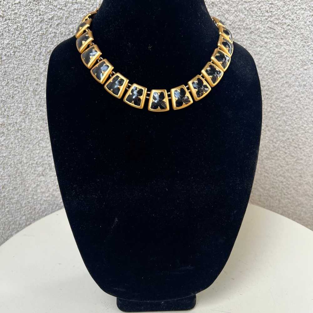 Vintage Anne Klein 80s choker necklace brush gold… - image 2