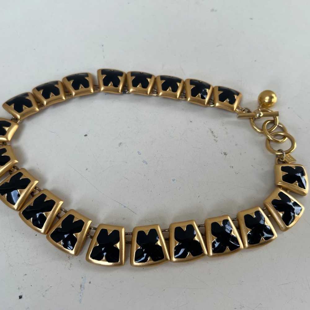 Vintage Anne Klein 80s choker necklace brush gold… - image 3