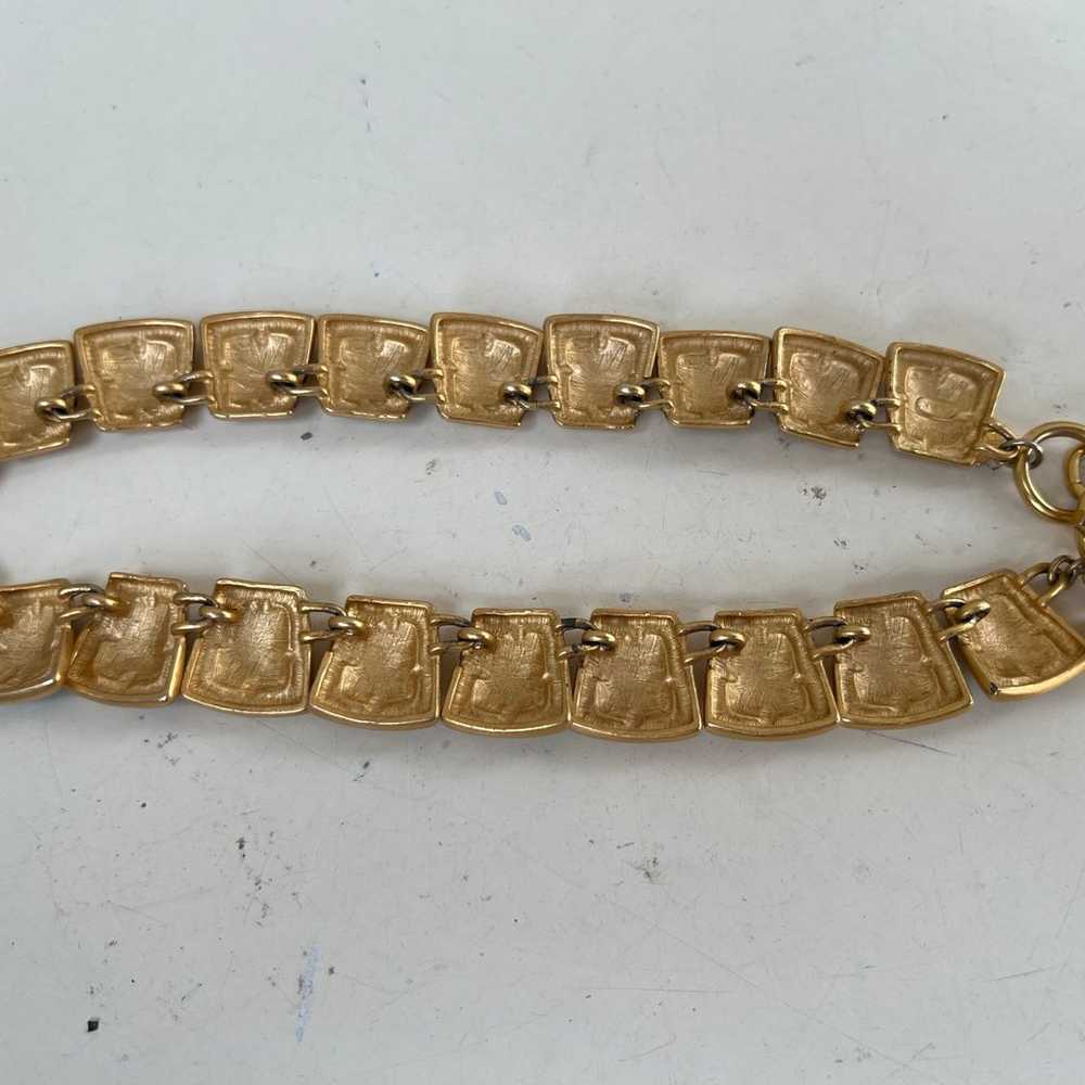 Vintage Anne Klein 80s choker necklace brush gold… - image 5