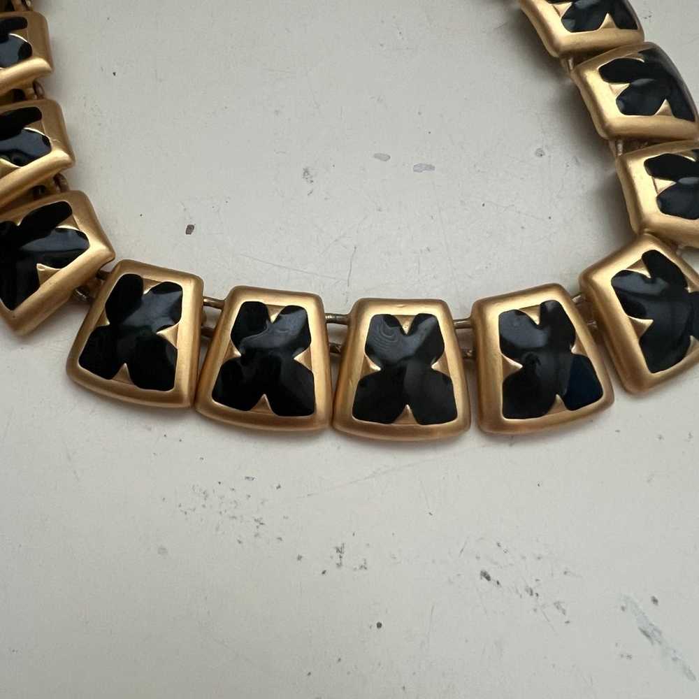 Vintage Anne Klein 80s choker necklace brush gold… - image 9