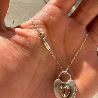 Two tone heart padlock necklace