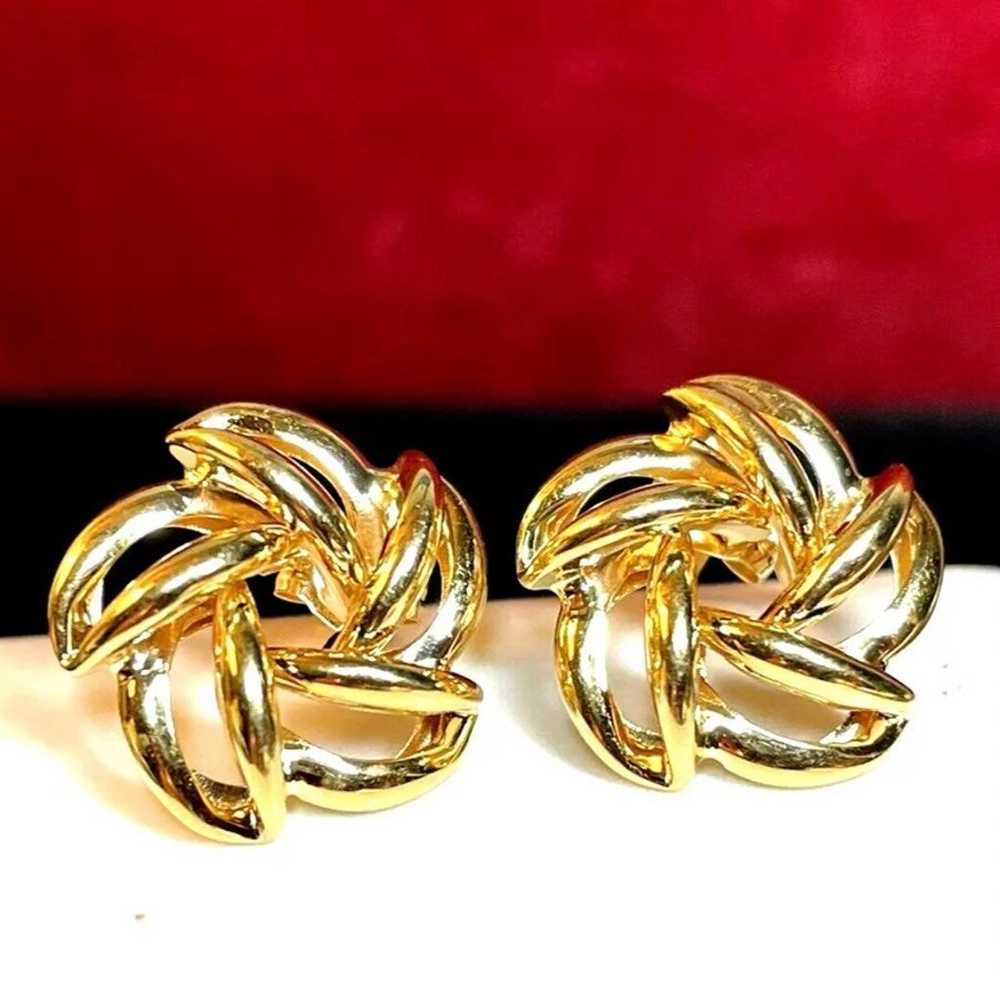 VINTAGE 14K YELLOW GOLD EARRINGS - image 4