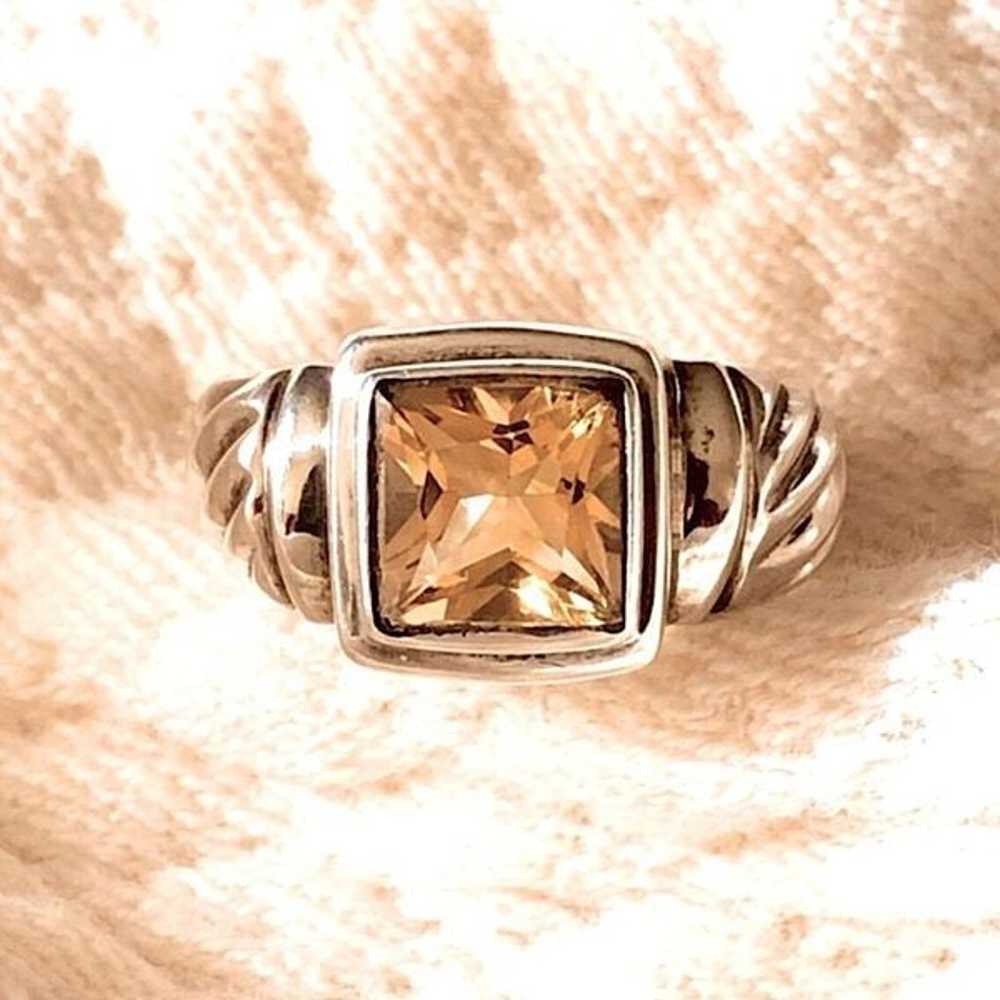 Vintage Sterling Silver Cushion Cut Faceted Citri… - image 5