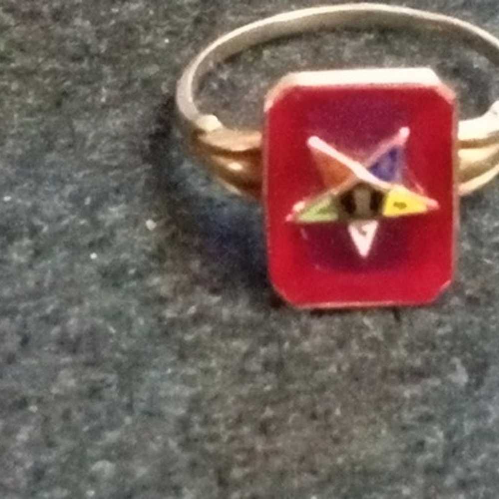 10k gold Antique Eastern Star Ring size 8 1/2 - 9 - image 2