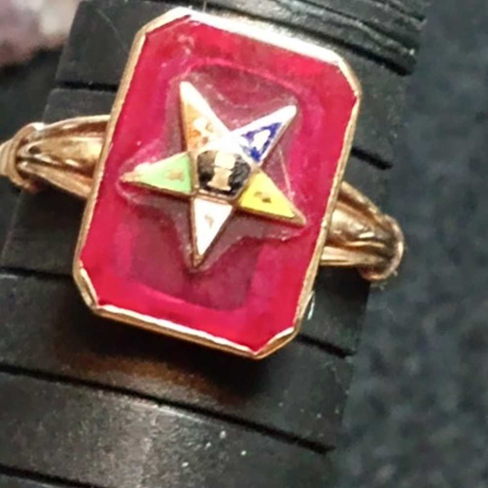 10k gold Antique Eastern Star Ring size 8 1/2 - 9 - image 7