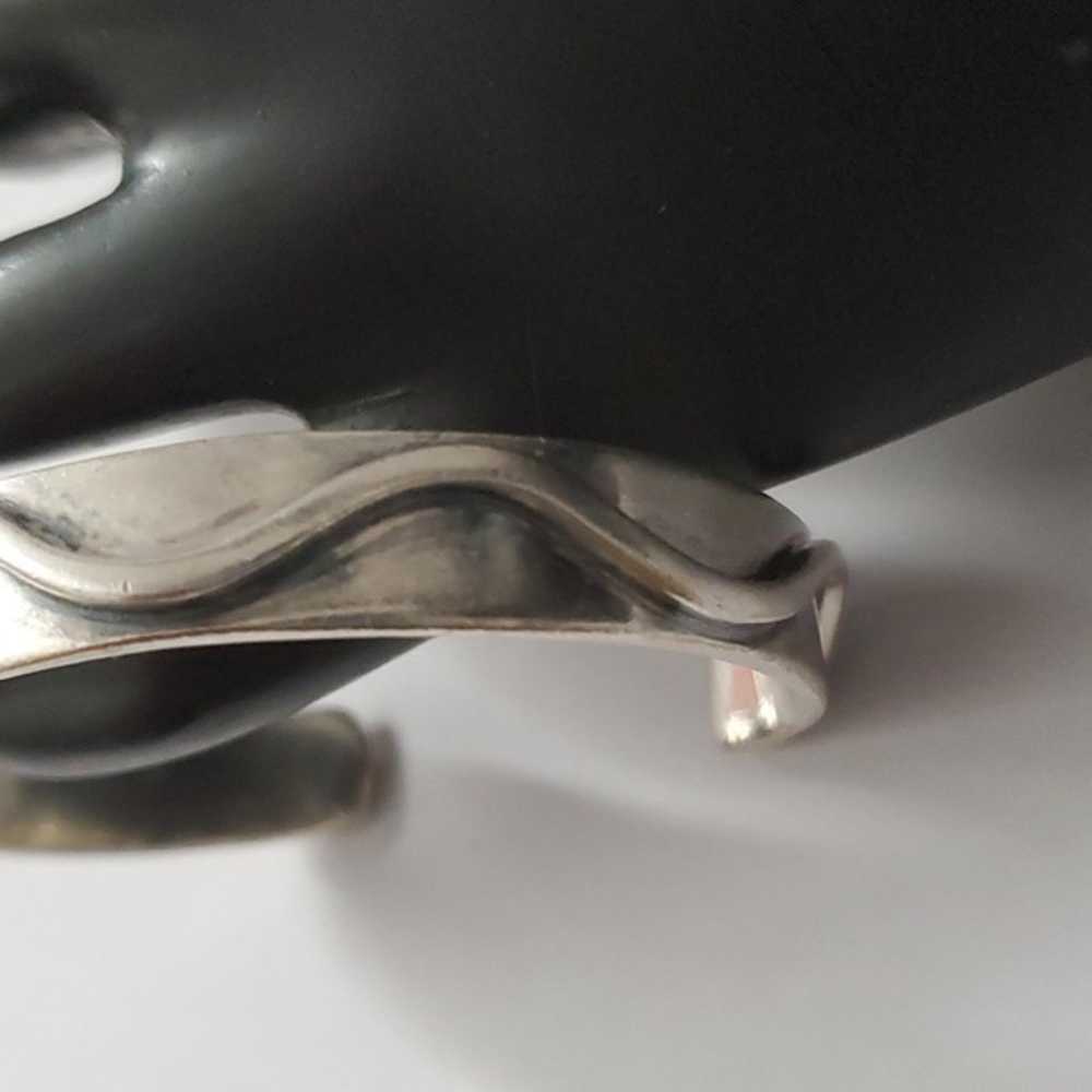 Sterling Silver 925 Handwrought Wave Cuff Bracelet - image 8