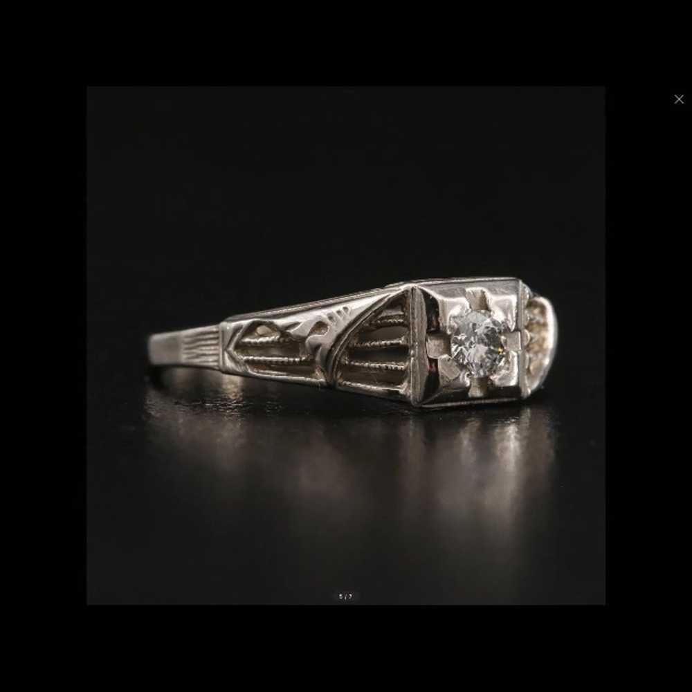 Art deco 14k 0.10CT diamond ring - image 6