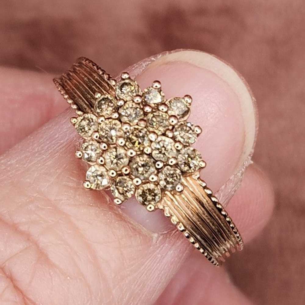 Vintage Style Genuine Champagne Diamond Ring - image 2