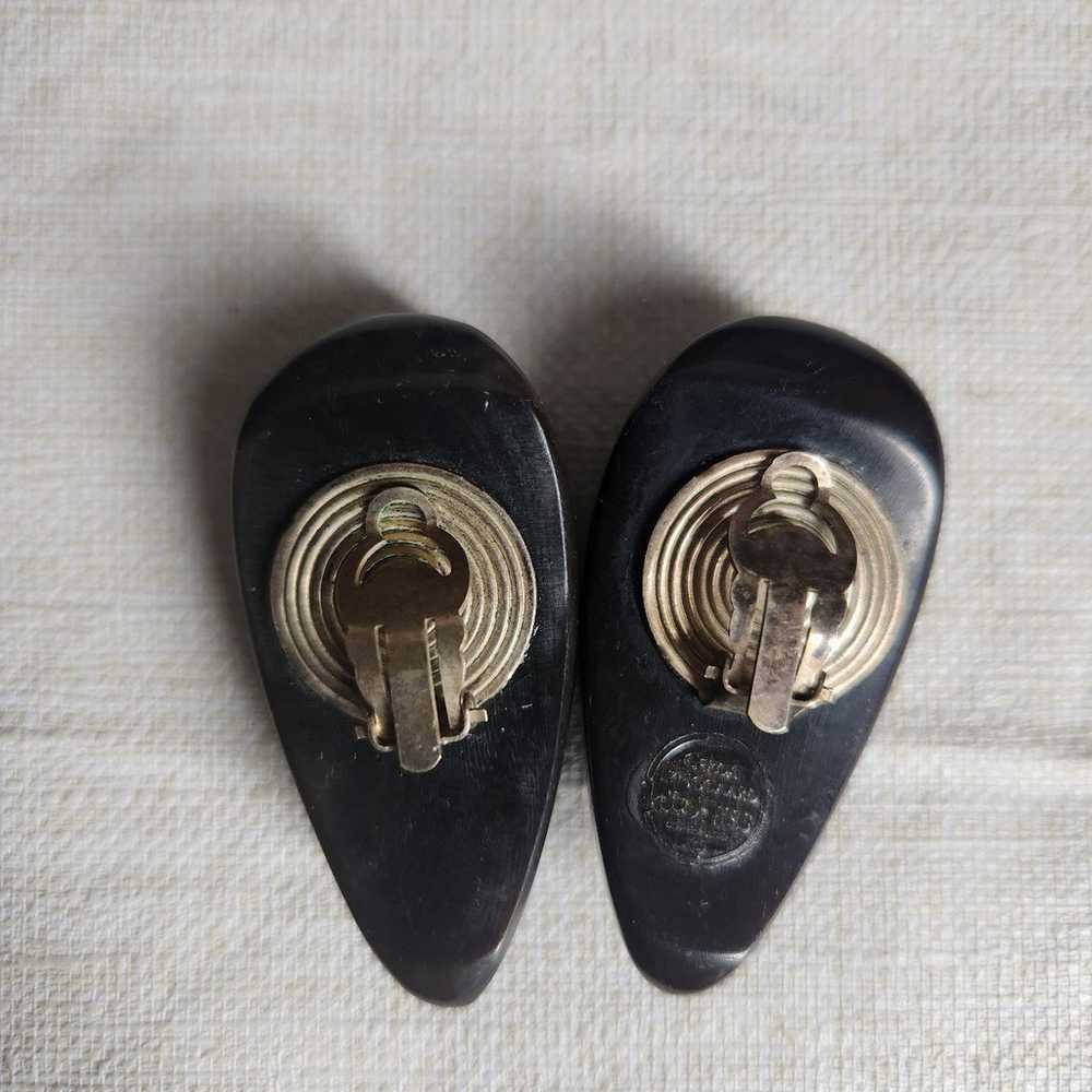 VTG MONIES Polished Tear drop clip-on earrings - image 2