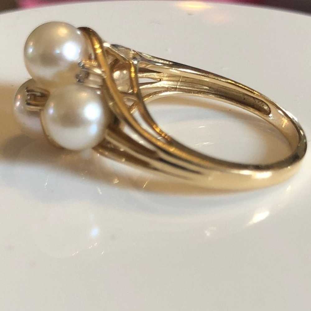 14k gold Pearl Ring and Pendant - image 2