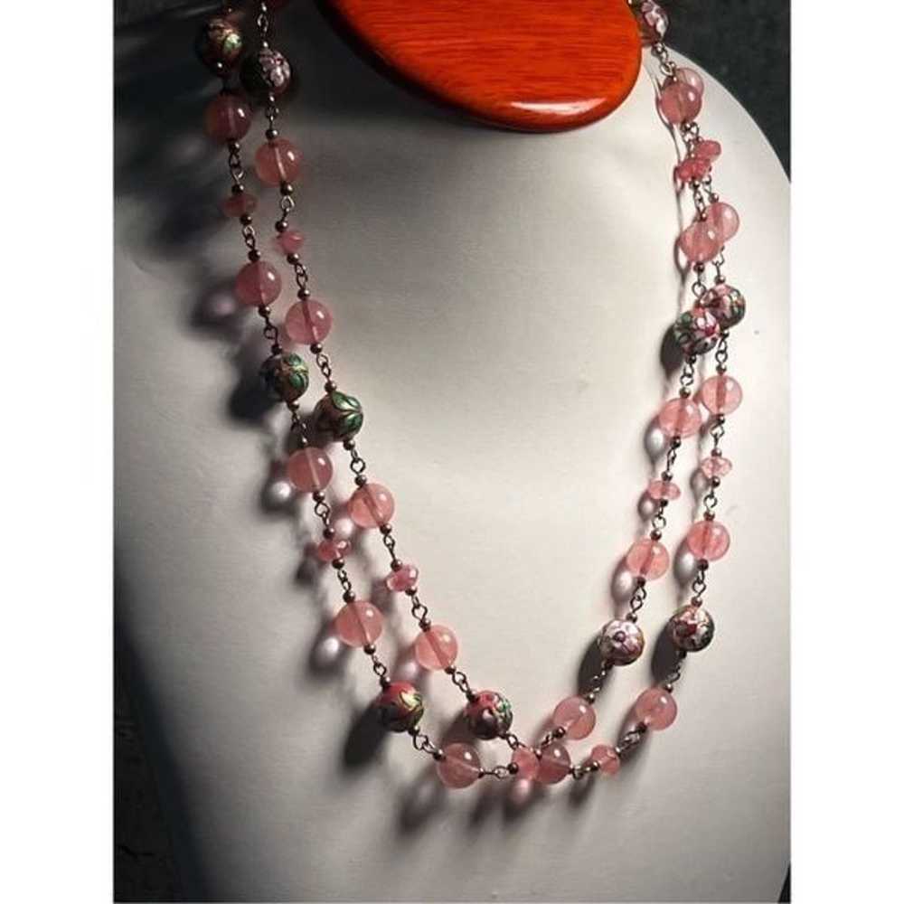 Mid Century Murano Wedding Cake Pink Glass Bead N… - image 6