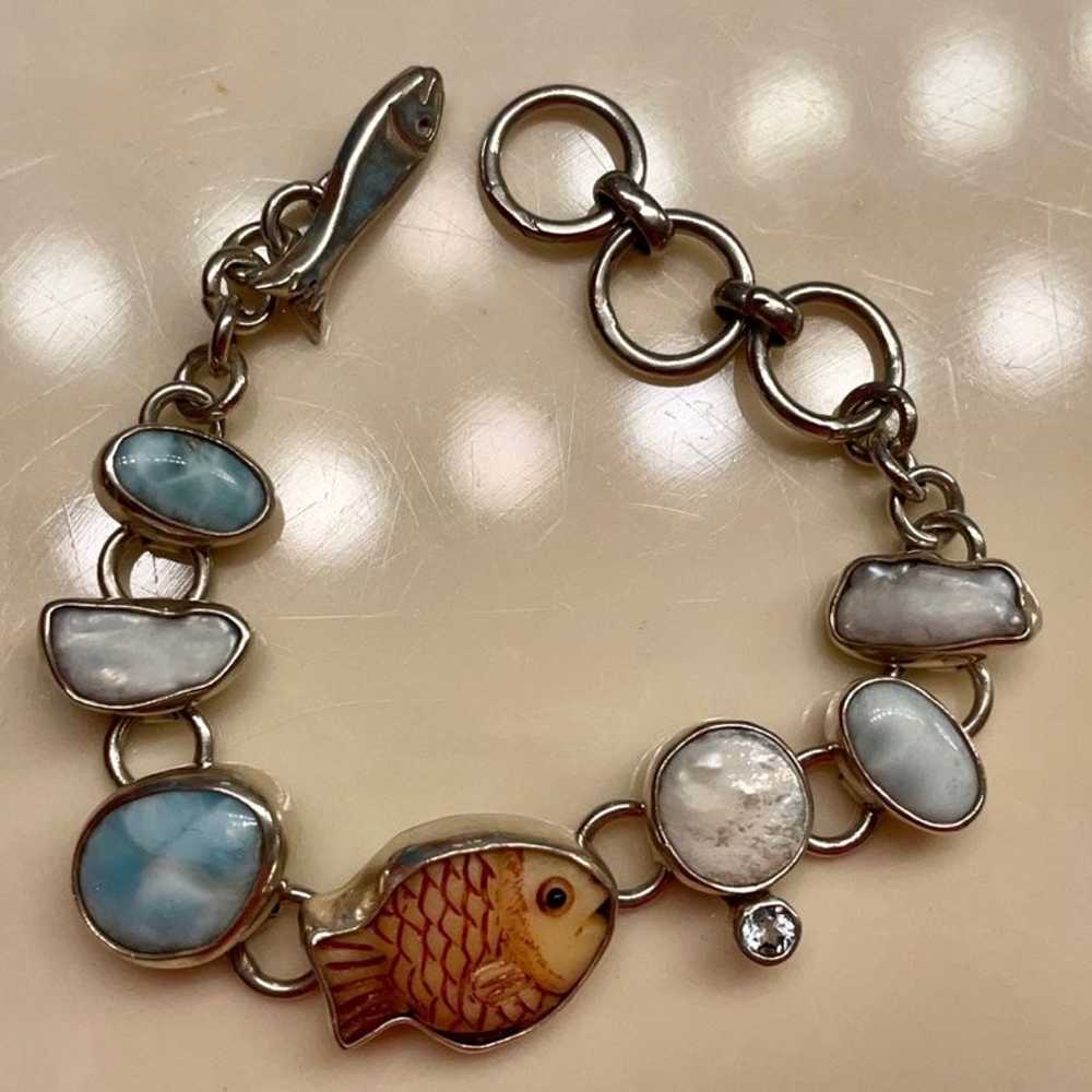 Elligator Sterling Silver Fish Bracelet - image 1