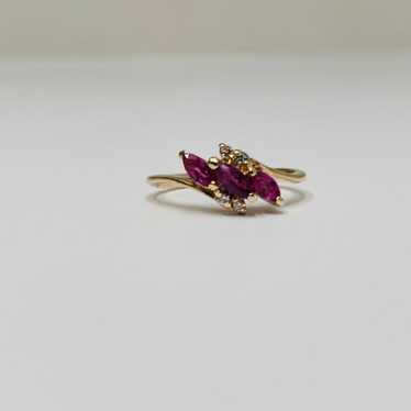 Ruby diamond 14k gold vintage ring - image 1