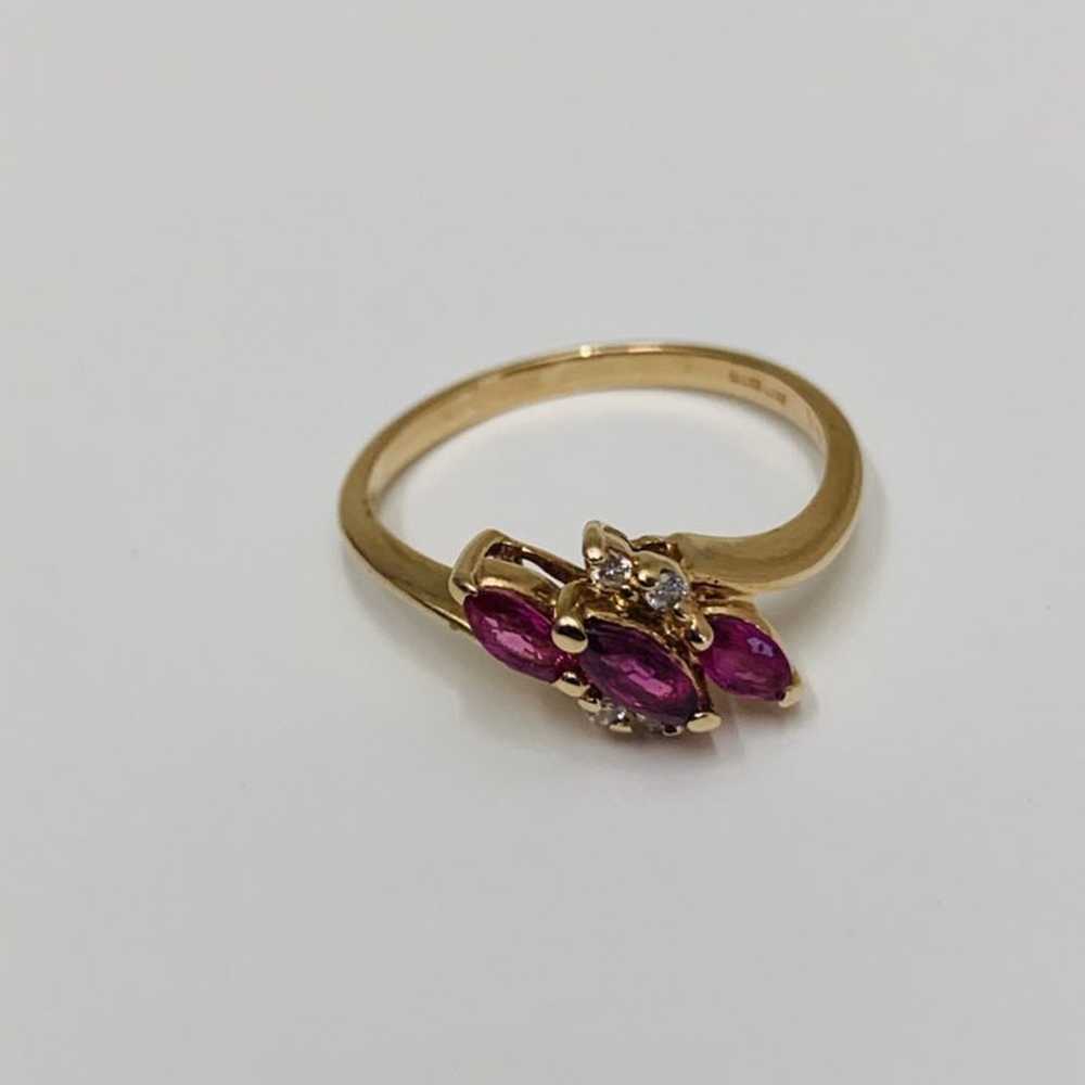 Ruby diamond 14k gold vintage ring - image 2