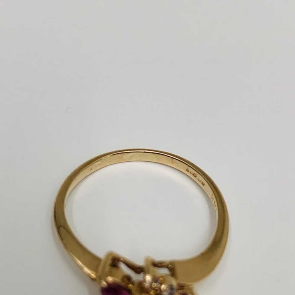 Ruby diamond 14k gold vintage ring - image 3