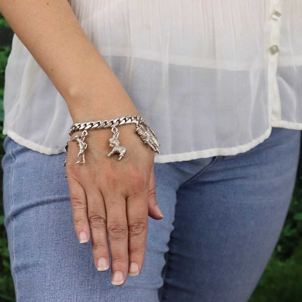 ERAS Sterling Silver Mexican Charm Bracelet Vinta… - image 5