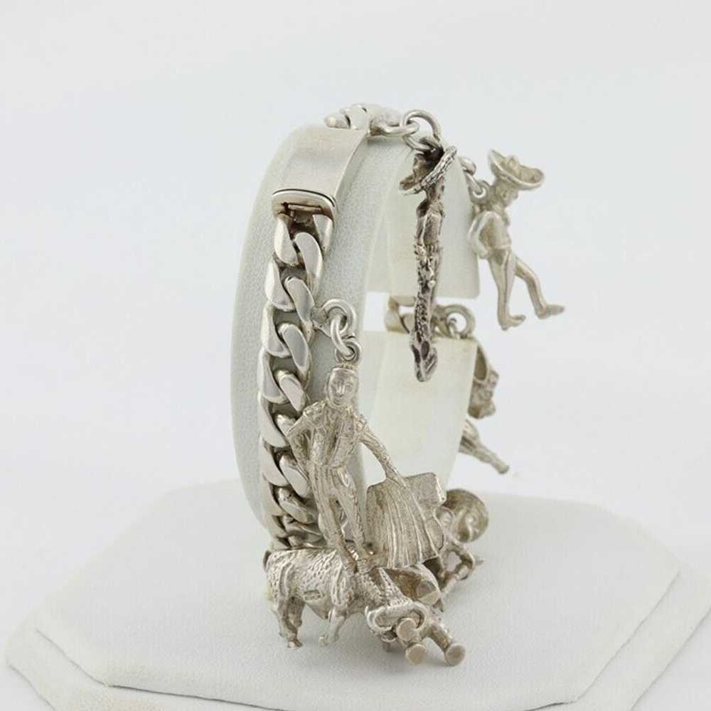 ERAS Sterling Silver Mexican Charm Bracelet Vinta… - image 7