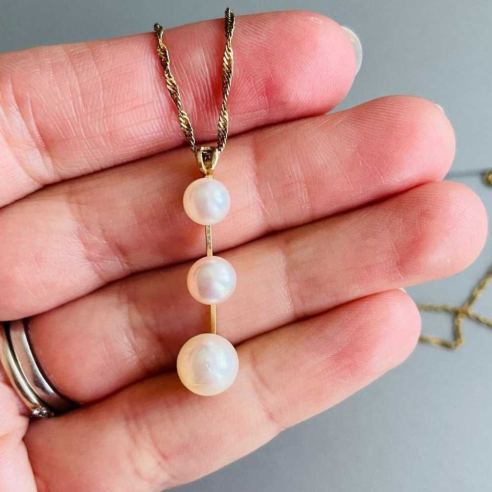 Vintage 10k Gold Natural White Pearl Pendant Neck… - image 1